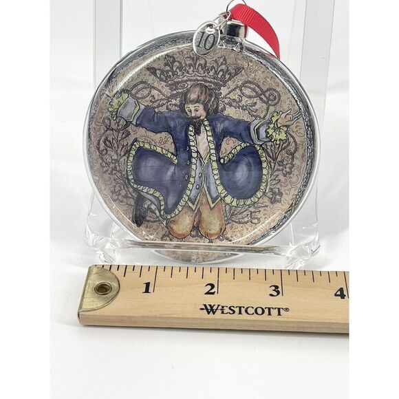 Pottery Barn 12 Days of Christmas Glass Ornament Day 10 Lords A-leaping Round - Picture 2 of 3